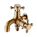 Produktbild HNMXZ Doppel Auslaufhahn, Garten Wasserhahn im Antik-Stil, Doppelkugel-Ablasshahn, Gartenhebel-Wasserhahn, Waschmaschine Wasserhahn 1/2" x 3/4" x 3/4" Aus Kupfer (Color : Garden Tap)