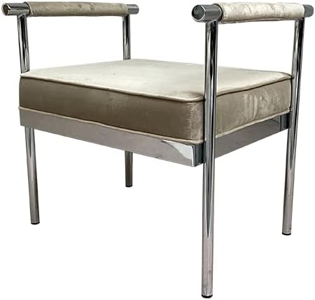 Miniatura 7 de First of a Kind Banco de asiento de champán moderno con brazos, estilo moderno, tapizado de terciopelo, banco de champán con marco plateado, banco
