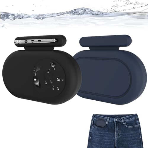 for Samsung Smart Tag 2 Case with Pin for Kids, 2 Pack Waterproof Hidden Holder Clip for Galaxy SmartTag2 for Toddlers, Children, Elderly, Backpack, Luggage (Black/Blue)