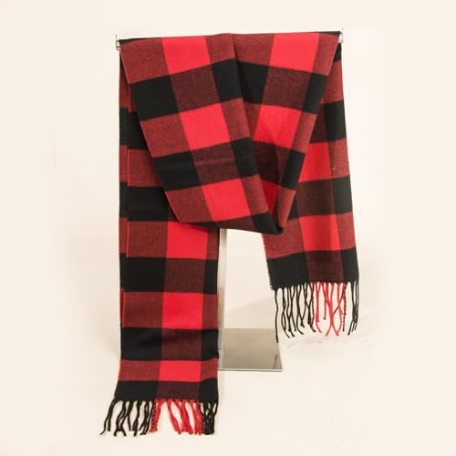 Unisex Classic Tartan Plaid Winter Scarf - Warm Soft Cashmere Feel Check Pattern Fringe Wrap Scarves for Men Women2