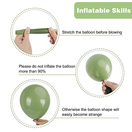 Rubfac 65 Pcs 12 Inches Sage Green Gold Confetti Balloons Kit, Green White Metallic Gold Party Balloons With Ribbons For Birthday, Wedding, Baby Shower, Graduation, Eucalyptus Party Decorations #TOP2