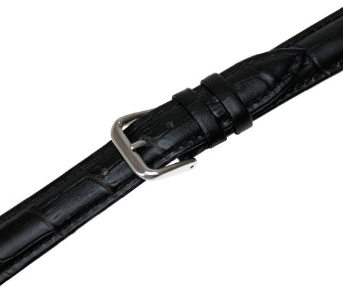 Rechere Alligator Crocodile Grain Leather Watch Band Strap Pin Buckle Color Black (Width 17Mm) #TOP3