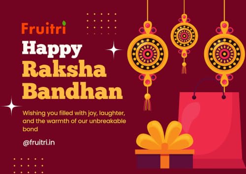 Image of Fruitri Premium Rakhi Gift Hamper for Brother - Complete Rakshabandhan Combo with 2 Rakhis, Chocolate Almonds, Trail Mix, Cranberries - 300g, Peri Peri Makhana, Roli Chawal & Greeting Card