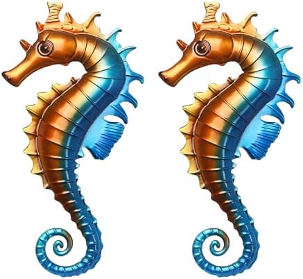 Ocean Dreams Metal Wall Art - (Seahorse) 2-Piece Handcrafted Iron Sea Creature Cutouts - Coastal Style Home Decor - Unique Gift