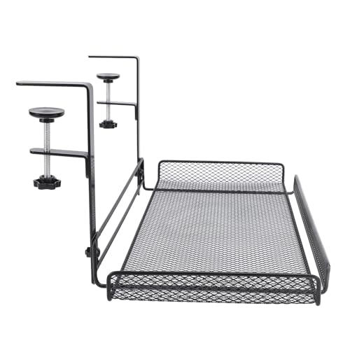 Bandeja porta cable para debajo del escritorio, organizador con abrazadera, cesta para almacenamiento, soporte para router, regleta y cables (Negro) miniatura 1