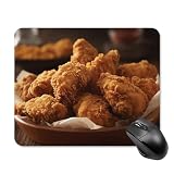 Quadratisches Gaming-Mauspad mit einem Teller mit gebratenem Huhn, wasserdicht, rutschfeste Gummiunterseite, tragbares Reise-Mauspad für Büro, Zuhause, kabellos, Computer, Laptop, Schreibtischzubehör