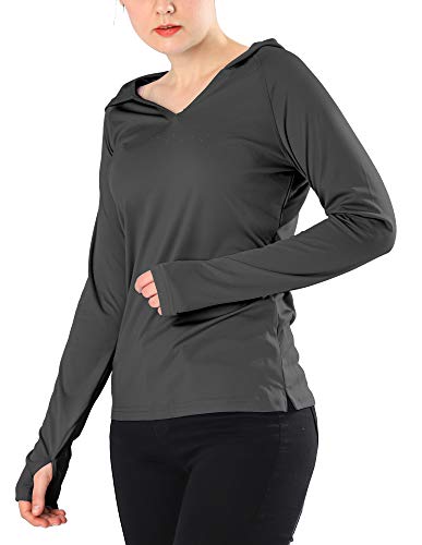 Image of Women's Slim-fit UPF 50+ Sun Protection Hoodie Long Sleeve Athletic Top Shirt with Thumbholes for Running, Fishing, Hiking