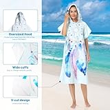 MOKANI Badeponcho Damen & Herren, Ultraleicht & Schnelltrocknend, Kapuze Surf Poncho Handtuch auf Surfen Schnorcheln Wassersport, Zugleich Umkleidehilfe Strand Erwachsene（Mit Knöpfen, 108Lx82W cm）