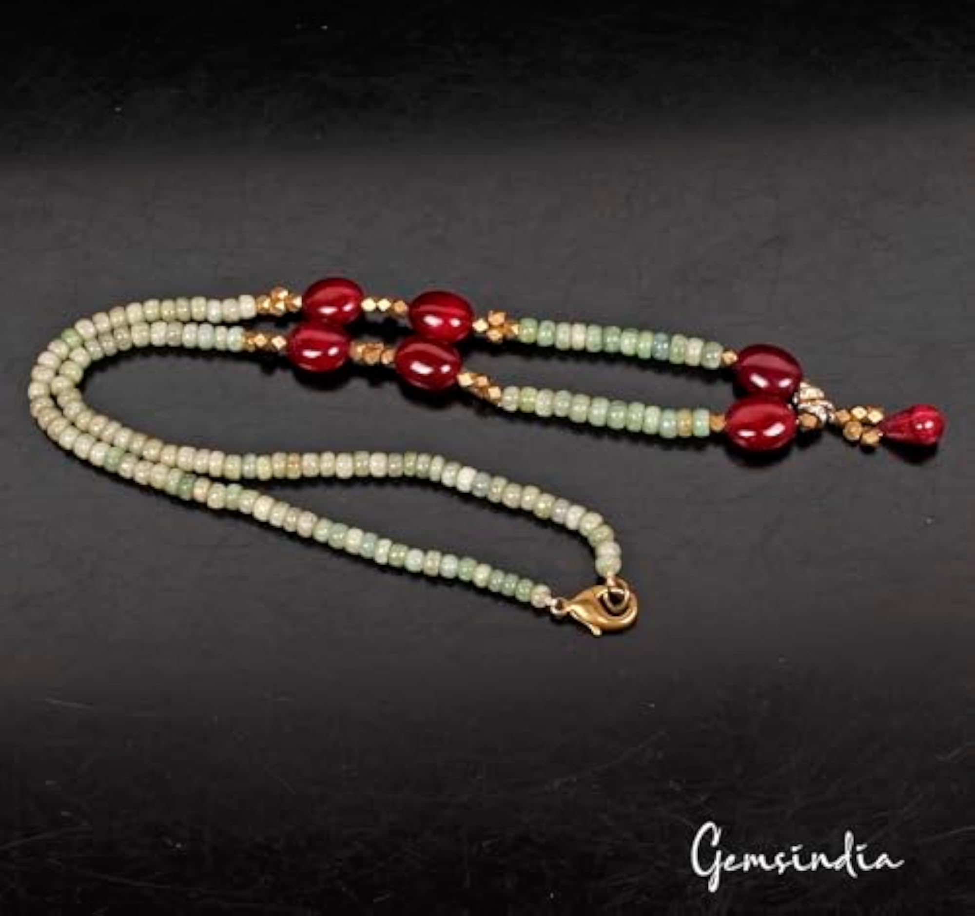 Handmade 291.20 Ct Natural Ruby Emerald & Sapphire Necklace