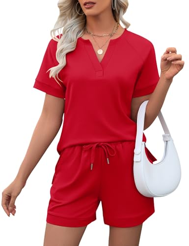 Image of LOMON Womens Two Piece Sets Summer Lounge Sets Sweatsuit Shorts Set Casual Matching Sets