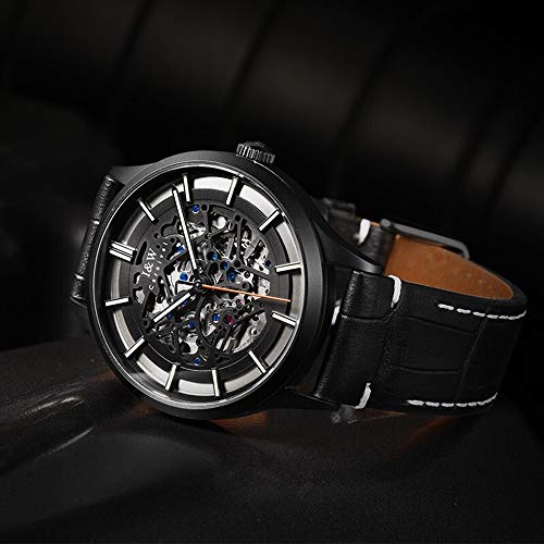 Image of Automatic Watch for Men Black Skeleton Mechanical Watch