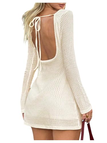 Verdusa Women's Backless Sweater Dress Bell Long...