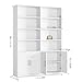 FACBOTALL Bookshelf and Bookcase with Doors, 6 Tier Double Wide Large Bookshelves, Open Display Shelves, 73'' Tall Bookshelf with Storage Cabinets for Home Office, Living Room, Library, White
