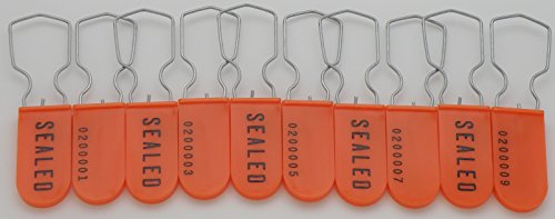 Image of Plastic Padlock Security Seal with Large Shackle Metal Wire (Orange, 10 Pack)