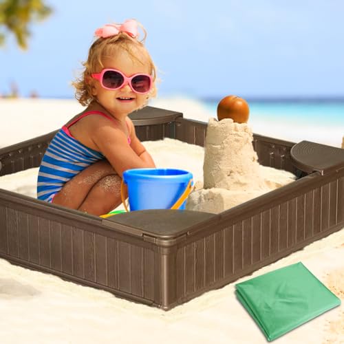 flintronic Sandkastenabdeckungen, 120x120cm Wasserdicht Sandkasten Abdeckung, Wasserabweisend Winddicht Schutzhülle, Oxford-Stoff Grün, mit Kordelzug sandkasten