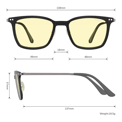 Image of ANYLUV Blue Light Glasses Men, Stylish Square Carbon Fiber Eyewear, Anti Eyestrain, Lightweight Mens Computer Gaming Glasses