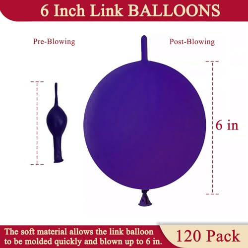 Image of Purple Link Balloons 6 Inch 120 Pcs Latex Quick Linking Balloon for Birthday Wedding Party Festival Decorations