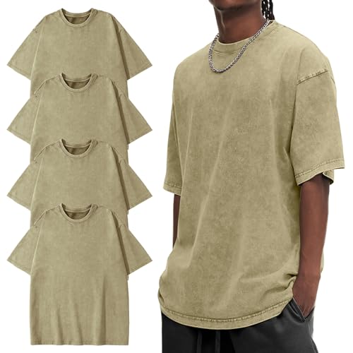 Image of Eiscntd Mens Oversized T-Shirts Heavyweight Cotton Vintage Unisex Baggy Tee