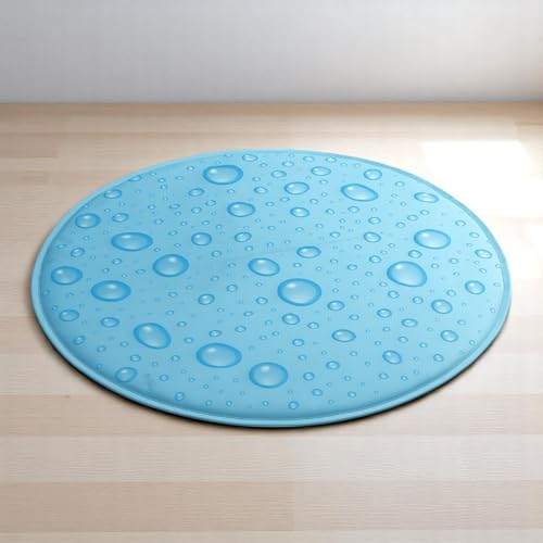 MIJOMA Kühlmatte für Hunde & Katzen – selbstkühlendes Gel-Kühlpad – Haustier Kühldecke, ungiftig, faltbar, ohne Strom, Sommer Matte für Kleintiere (Ø 45 cm Wassertropfen)