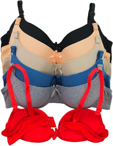 Image of ToBeInStyle Women's Pack of 6 Padded Assorted Styles Supportive Bras Cup Size - A to DDD