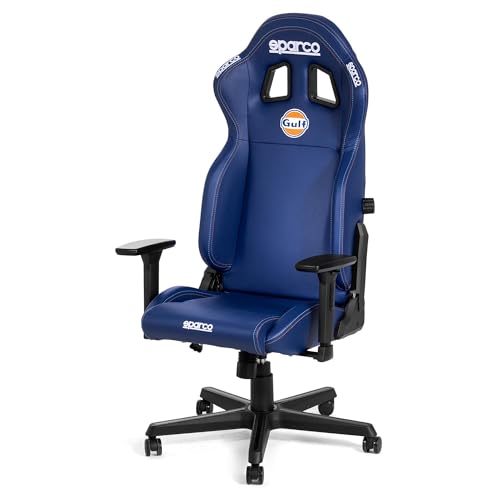 Sparco ICON Gulf Racing Sedia Gaming e Ufficio Ergonomica, Schienale Reclinabile fino a 150°, Supporto Lombare Regolabile, Braccioli 2D, Pistone Certificato SGS, Meccanismo Basculante