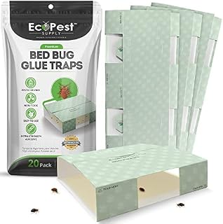 Bed Bug Glue Traps  20 Pack | Sticky Pest Control Trap and Bed Bug Killer | Adhesive Crawling Insect Interceptors, Trap, Monitor, and Detector for Treatment of Bed Bugs and Other Indoor Pests