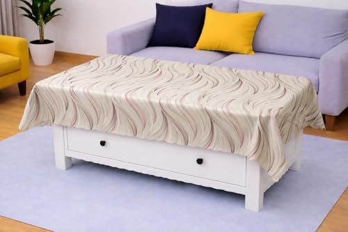 Image of Homerz Premium Waterproof PVC Sparkle Table Cover Collection | Table Cover with Scallop Edges | Dust, Spill & Scratch Resistant (Blush Wave Serenity, 36x54 inch- Center Table)