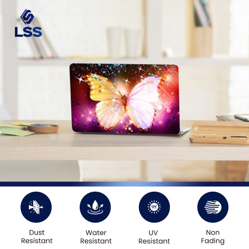 Image of LSS 17 17.3 Inches Laptop Notebook Skin Sticker with 2 Wrist Pads - Reusable Cover Protector Vinyl Sticker Cover Decal Fits 17 inch - 19 inch HP Asus Acer - Sparkling Butterfly Pattern