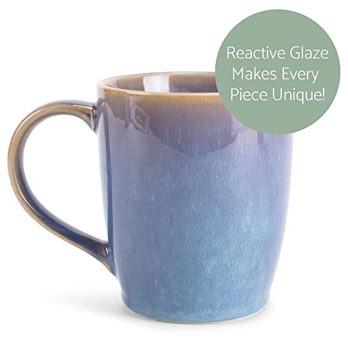 Elanze Designs Reactive Glaze 17 Ounce Ceramic Curved Body Mugs Set Of 4, Ocean Sunrise #TOP1