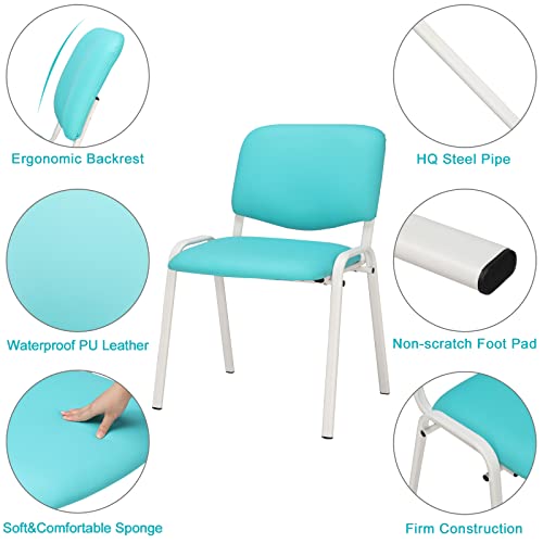 Image of VINGLI Blue Waiting Room Chairs, 5-Pack PU Church Chairs Conference Stackable Office Guest & Reception Stacking for Meeting, Lobby, Simple&Space-Saving Pu-blue