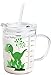Tasse à lait pour enfants avec paille, verre transparent 400 ml Apprendre à boire une tasse de formateur, une jolie tasse pour boire au micro-ondes avec un couvercle anti-fuite pour tout-petit Enfants