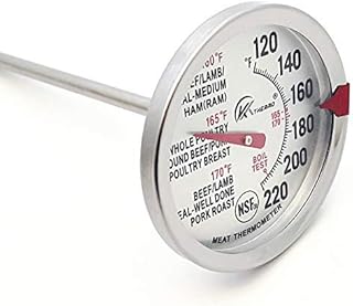 Meat Thermometer, Digital Instant Read Kitchen Food Thermometer with 4.6" Long Probes, 2.5” Waterproof Digital Grill Thermometer for Cooking, Beef, BBQ, Baking, Silver
