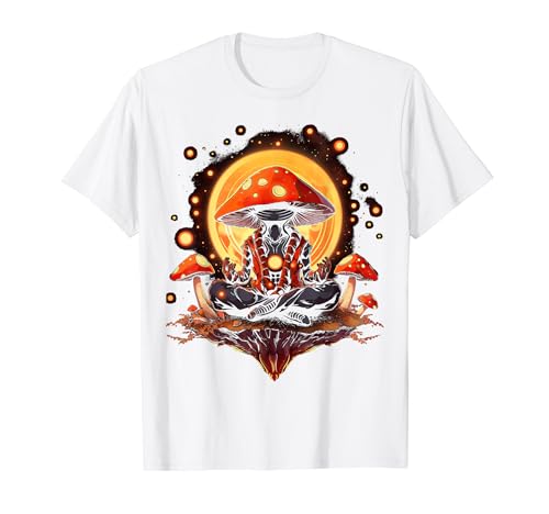 Cottagecore Estetico Buddha Mushroom Head Goblinfore Maglietta