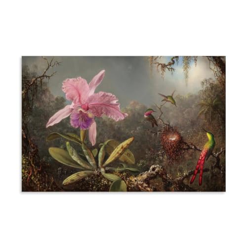 Cuadro de orquídea y colibríes en lienzo: armonía y naturaleza en tu hogar