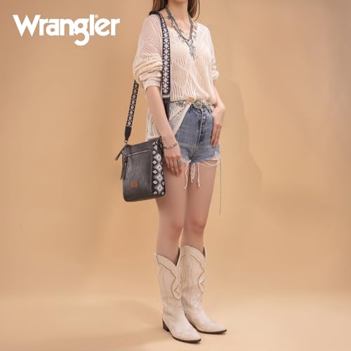 Image of Wrangler Aztec Crossbody Purse Medium Shoulder Bags for Women Western Handbag with Guitar Strap