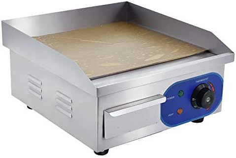 TAIMIKO Electric Griddle Flat Hotplate Commercial Countertop BBQ Grill Stainless Steel Nonstick Barbecue ,8mm Cooking surface thick 220-240V ,1500W