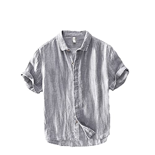 Chemise lin homme gris XXL anti transpiration pour l'été casual