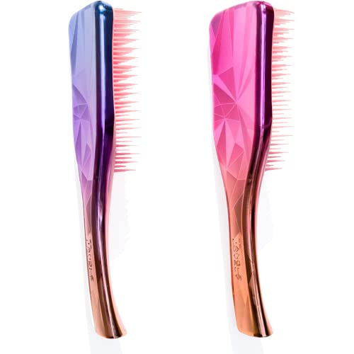 Wynk Hair Brush Detangler For Adults & Kids，Detangling Comb Hair Styling Tools & Appliances For Natural/Wavy/Curly/Coily/Wet/Dry/Oil/Thick/Straight/Long Hair (2 Pack Gradient Purple-Orange) #TOP4