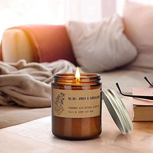 Scented Candles Gift Set 2 Pack 7.2 Oz Soy Wax Jar Candles Aromatherapy for Her with Lavender and Amber Sandalwood Long Lasting Home Fragrance Relaxing Candles Gift for Women Mum Wife Presents