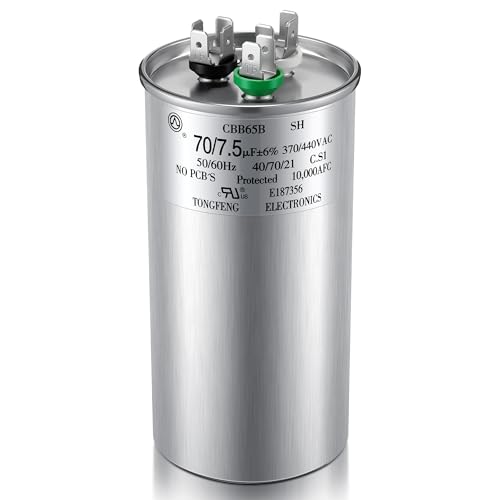 Dreyoo 70+7.5uF 370/440V CBB65 Dual Run Capacitor for AC