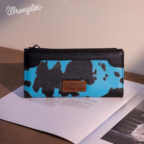 Image of Wrangler Cow Print Wallet Women Bifold Credit Card Wallet Women's Wallets, Card Cases & Money Organizers Wallets for Women Ladies Female Cash Wallett with Smooth Zipper