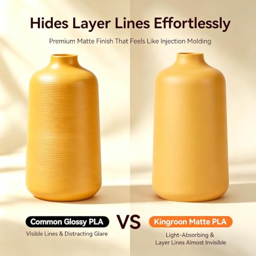 Image of Kingroon Matte PLA Filament 1.75mm 3D Printer Filament Matte Filament 1kg Dimensional Accuracy + /- 0.02 mm (Matte Yellow)