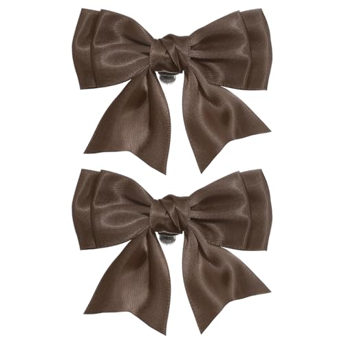 PATIKIL Women Bow Shoe Clips, 2 Pcs Satin Elegant Detachable Bowknot Shoe Clips, Cute Embellishment Shoe Buckle for Decoration Wedding Party, Brown