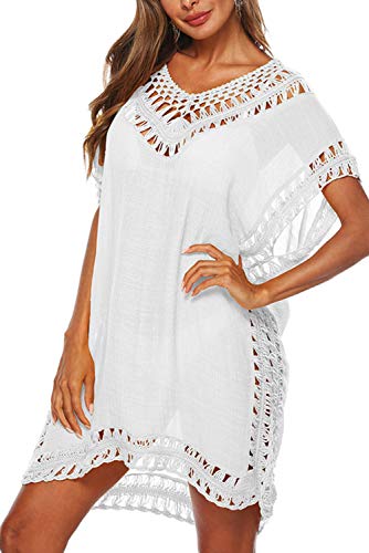 Image of Adisputent Womens Swimsuits Cover Ups Crochet Chiffon Beach Cover Bathing Suit Bikini Wear Coverups Dress