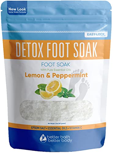 Detox Foot Soak (2 Lbs) Epsom Salt With Pure Essential Oils Lemon & Peppermint #TOP4
