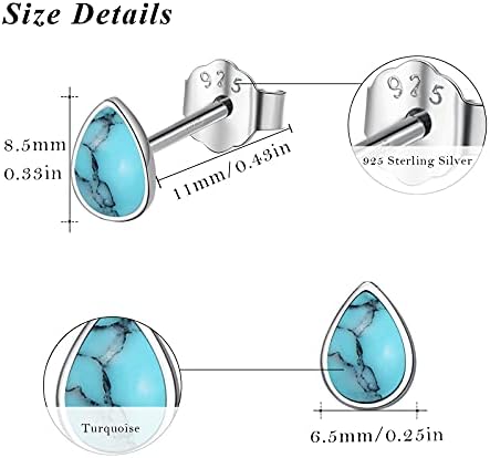 Turquoise Earrings 925 Sterling Silver Stud Earrings Turquoise for Women Small Earrings Turquoise Jewellery for Girls Children