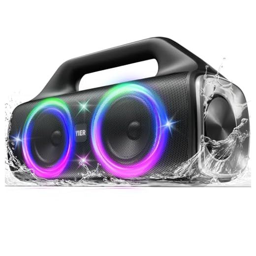 YIER Portable Bluetooth Speakers, 80W Peak Wireless Outdoor Speaker with Subwoofer, Deep Bass, IP67 Waterproof, 100dB Loud Party Speakers for Camping, Beach, Garage