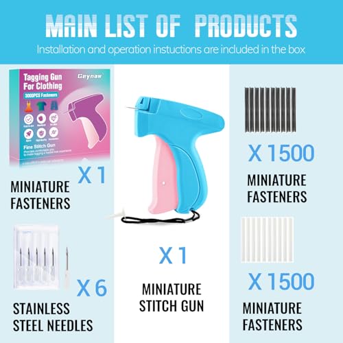 Image of Stitch Gun for Clothes - Stitchy Tagging Gun for Clothing, Handheld Stitch Gun Quick Clothing Fixer, Sewing Kit Includes 6 Needle,3000 Fasteners(1500 Black & 1500 White)
