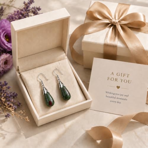 Ruby Zoisite Earrings for Women Crystal Dangle Drop Birthstone Jewelry - image 7