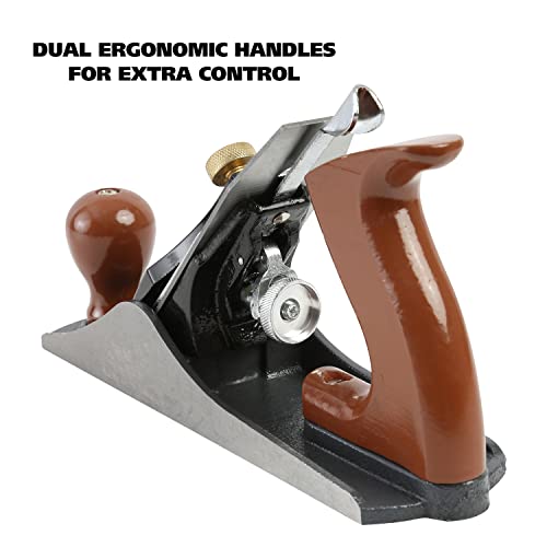 Greatneck C4 Bench Jack Plane (9 Inch), 2 Inch Cutter, Adjustable To Control The Blade, Cast Iron Body, Quality Plastic Ergonomic Handles #TOP1